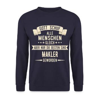 Makler Immobilienmakler Immobilien Beruf Spruch - Unisex Pullover - Navy - Vorne - Alina (178cm) & Michal (187cm)