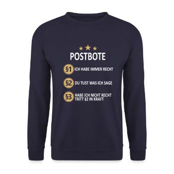 Postbote Briefträger Post Paketdienst Beruf Spruch - Unisex Pullover - Navy - Vorne - Alina (178cm) & Michal (187cm)