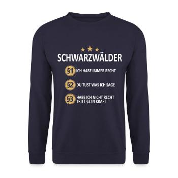Schwarzwald Schwarzwälder Heimat Spruch - Unisex Pullover - Navy - Vorne - Alina (178cm) & Michal (187cm)