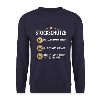 Stockschießen Eisstockschießen Eisstock Spruch - Unisex Pullover - Navy - Vorne - Alina (178cm) & Michal (187cm)