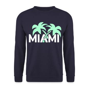 SUNSHINESTATE MIAMI palm trees in neon style - Unisex Sweatshirt - navy - Front - Alina (178cm) & Michal (187cm)