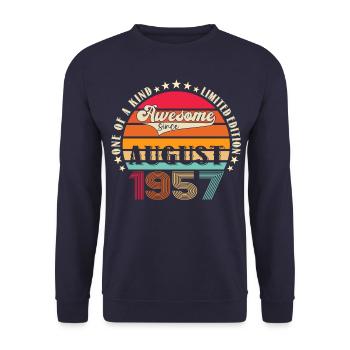 Awesome since August 1957 65th Birthday Gift - Unisex Sweatshirt - navy - Front - Alina (178cm) & Michal (187cm)