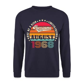 Awesome since August 1968 54th Birthday Gift - Unisex Sweatshirt - navy - Front - Alina (178cm) & Michal (187cm)