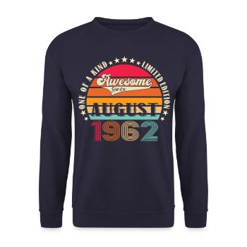 Awesome since August 1962 60th Birthday Gift - Unisex Sweatshirt - navy - Front - Alina (178cm) & Michal (187cm)