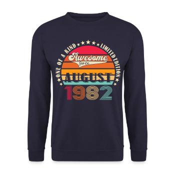 Awesome since August 1982 40th Birthday Gift - Unisex Sweatshirt - navy - Front - Alina (178cm) & Michal (187cm)