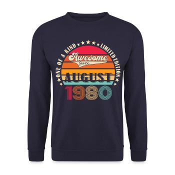 Awesome since August 1980 42nd Birthday Gift - Unisex Sweatshirt - navy - Front - Alina (178cm) & Michal (187cm)