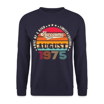 Awesome since August 1975 47th Birthday Gift - Unisex Sweatshirt - navy - Front - Alina (178cm) & Michal (187cm)