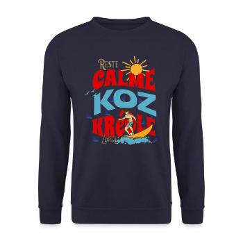 Reste Calme Koz Créole - Sweat-shirt Unisexe - marine - Devant - Alina (178cm) & Michal (187cm)