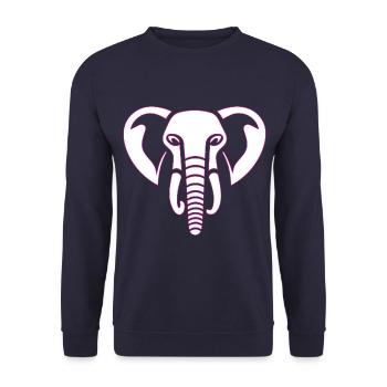 Elephant Majesty: elephant's head print, pink - Unisex Sweatshirt - navy - Front - Alina (178cm) & Michal (187cm)