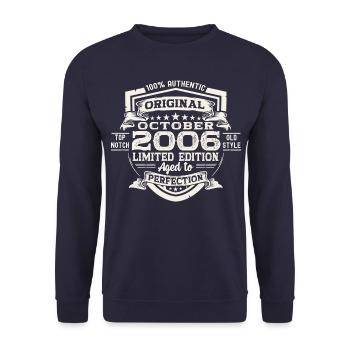 Original October 2006 16th Birthday Gift Cool - Unisex Sweatshirt - navy - Front - Alina (178cm) & Michal (187cm)
