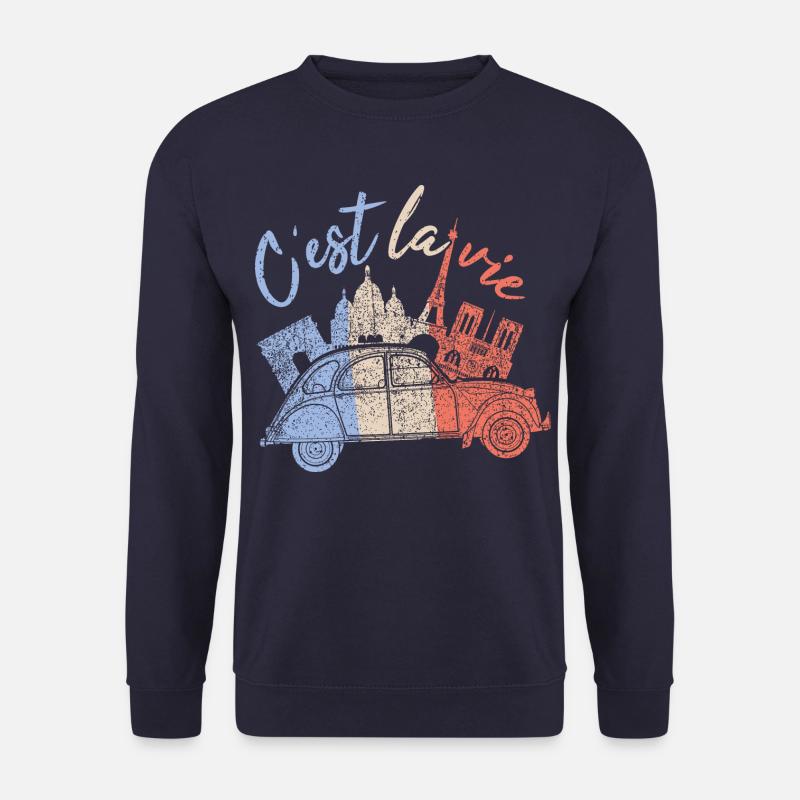Citroën 2CV Ente C'est La Vie Spruch - Unisex Pullover - Navy