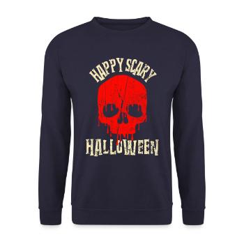 Halloween - Happy scary Halloween - Unisex Sweatshirt - navy - Front - Alina (178cm) & Michal (187cm)