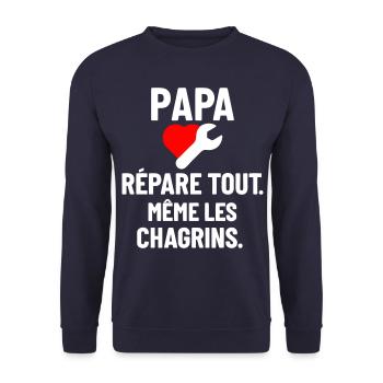 Papa répare tout même les chagrins fête des pères - Sweat-shirt Unisexe - marine - Devant - Alina (178cm) & Michal (187cm)