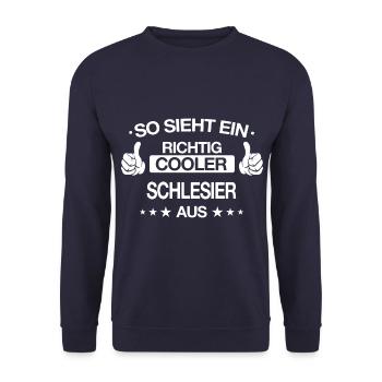 Schlesien Schlesier Deutschland Polen Spruch - Unisex Pullover - Navy - Vorne - Alina (178cm) & Michal (187cm)