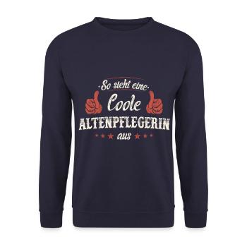Altenpflegerin Pfleger Beruf Spruch Altenpflege - Unisex Pullover - Navy - Vorne - Alina (178cm) & Michal (187cm)