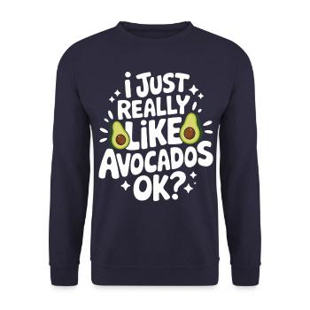 Avocado Essen Guacamole Vegan - Unisex Pullover - Navy - Vorne - Alina (178cm) & Michal (187cm)