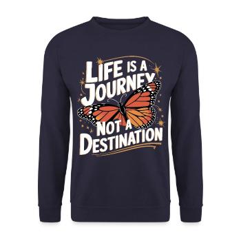 Schmetterling Monarchfalter Bunt Schmetterlinge - Unisex Pullover - Navy - Vorne - Alina (178cm) & Michal (187cm)