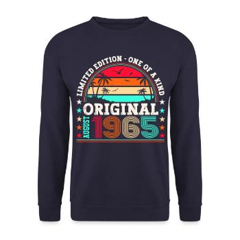 Original August Vintage 1965 Birthday Gift - Unisex Sweatshirt - navy - Front - Alina (178cm) & Michal (187cm)