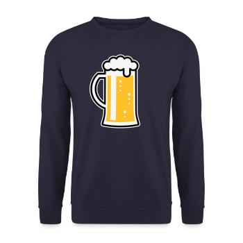 Chope de bière (Bière / Chope de bière / Verre à bière / L / 3C) - Sweat-shirt Unisexe - marine - Devant - Alina (178cm) & Michal (187cm)