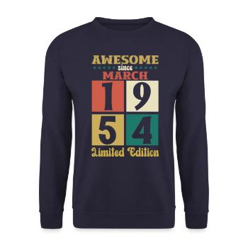 70e anniversaire cadeau mari génial mars 1954 - Sweat-shirt Unisexe - marine - Devant - Alina (178cm) & Michal (187cm)