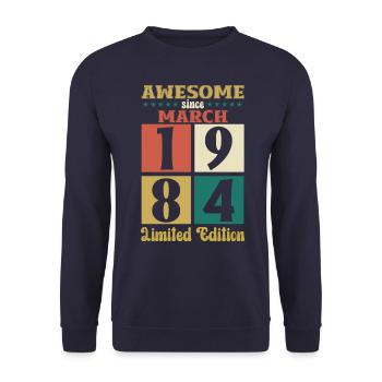 40e anniversaire cadeau mari génial mars 1984 - Sweat-shirt Unisexe - marine - Devant - Alina (178cm) & Michal (187cm)
