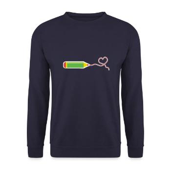 Pen with heart drawing draw pencil - Unisex Sweatshirt - navy - Front - Alina (178cm) & Michal (187cm)