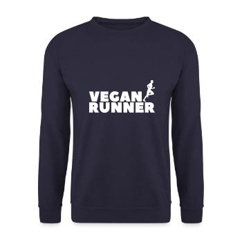 Vegan runner Homme Sport Cadeau Plant - Sweat-shirt Unisexe - marine - Devant - Alina (178cm) & Michal (187cm)