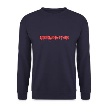 Modisches Heimat RHEINLAND-PFALZ Metal-Design - Unisex Pullover - Navy - Vorne - Alina (178cm) & Michal (187cm)