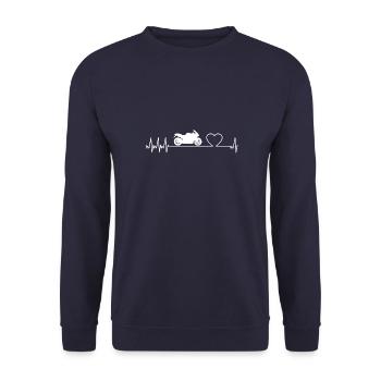 Motorcycle heart line white - Unisex Sweatshirt - navy - Front - Alina (178cm) & Michal (187cm)