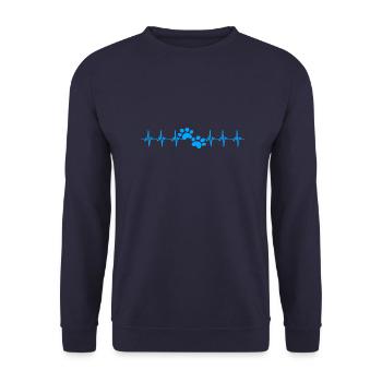 Pfote Herzschlag Hund Dog - Unisex Pullover - Navy - Vorne - Alina (178cm) & Michal (187cm)