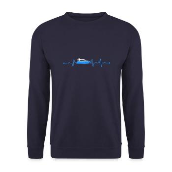 Heartbeat Boat Ship - Unisex Sweatshirt - navy - Front - Alina (178cm) & Michal (187cm)