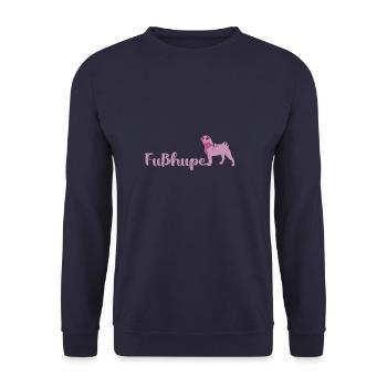 fußhupe,mops,kleiner hund,schriftzug,typo,hund - Unisex Pullover - Navy - Vorne - Alina (178cm) & Michal (187cm)