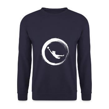 Sporty Hobby Leidenschaft Torwart - Unisex Pullover - Navy - Vorne - Alina (178cm) & Michal (187cm)