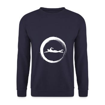 Sporty Hobby Leidenschaft Schwimmen - Unisex Pullover - Navy - Vorne - Alina (178cm) & Michal (187cm)