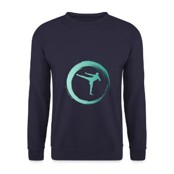 Sporty Hobby Leidenschaft Kickboxen - Unisex Pullover - Navy - Vorne - Alina (178cm) & Michal (187cm)