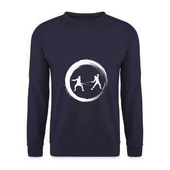 Sporty Hobby Leidenschaft Fechten - Unisex Pullover - Navy - Vorne - Alina (178cm) & Michal (187cm)