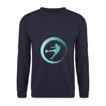 Sporty Hobby Leidenschaft Fussball - Unisex Pullover - Navy - Vorne - Alina (178cm) & Michal (187cm)