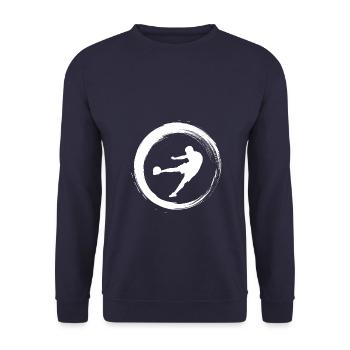 Sporty Hobby Leidenschaft Fussball - Unisex Pullover - Navy - Vorne - Alina (178cm) & Michal (187cm)