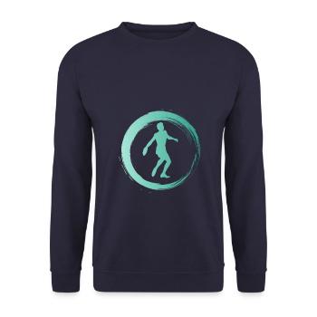 Sporty Hobby Leidenschaft Discus - Unisex Pullover - Navy - Vorne - Alina (178cm) & Michal (187cm)