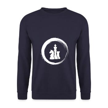 Sporty Hobby Leidenschaft Schach - Unisex Pullover - Navy - Vorne - Alina (178cm) & Michal (187cm)