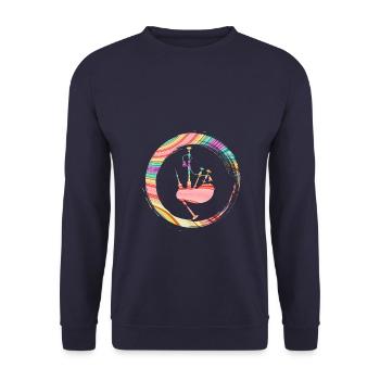 Sporty Hobby Leidenschaft Dudelsack - Unisex Pullover - Navy - Vorne - Alina (178cm) & Michal (187cm)