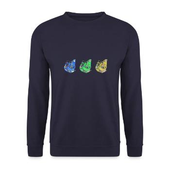 katze, blau ,malerei, ,kätzchen,warhol,pop-art - Unisex Pullover - Navy - Vorne - Alina (178cm) & Michal (187cm)