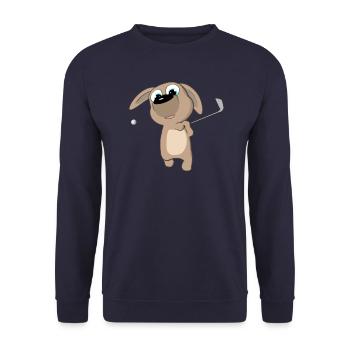 Welpe Golf Schwung - Unisex Pullover - Navy - Vorne - Alina (178cm) & Michal (187cm)
