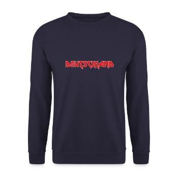 Modisches Heimat DEUTSCHLAND Metal-Design - Unisex Pullover - Navy - Vorne - Alina (178cm) & Michal (187cm)