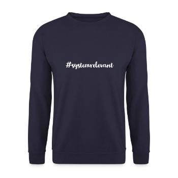 ich bin Systemrelevant - Unisex Pullover - Navy - Vorne - Alina (178cm) & Michal (187cm)