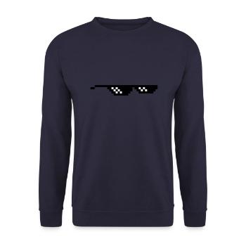 geek brille pixel internet meme spaß - Unisex Pullover - Navy - Vorne - Alina (178cm) & Michal (187cm)