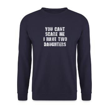 Papa Spruch Zwei Töchter Lustig Vater Tochter - Unisex Pullover - Navy - Vorne - Alina (178cm) & Michal (187cm)