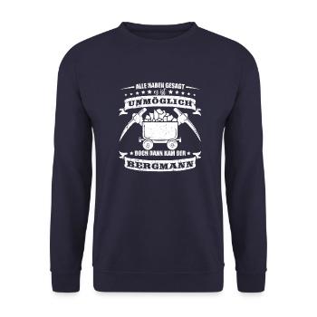 Bergbau Shirt Alle haben gesagt - Unisex Pullover - Navy - Vorne - Alina (178cm) & Michal (187cm)