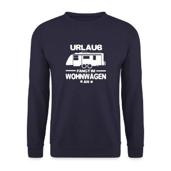 Wohnwagen Urlaub fängt an - Unisex Pullover - Navy - Vorne - Alina (178cm) & Michal (187cm)