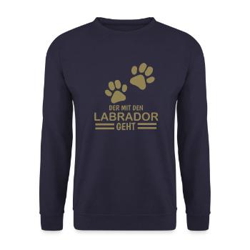 Herrchen Labrador der mit dem Labrador geht - Unisex Pullover - Navy - Vorne - Alina (178cm) & Michal (187cm)